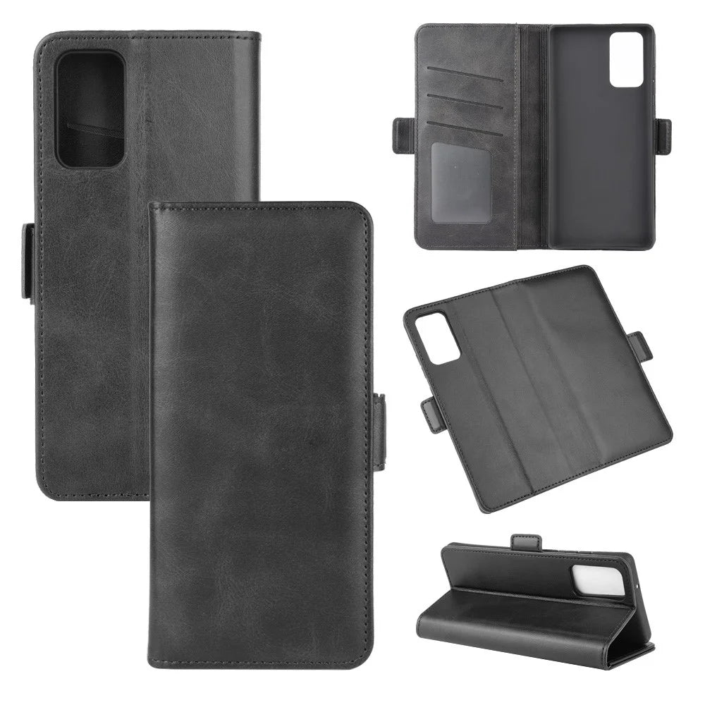 Magnet Adsorption Leather Wallet Stand Phone Case for Samsung Galaxy Note20 / Note20 5G - Black - 1