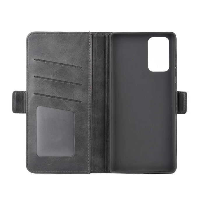 Magnet Adsorption Leather Wallet Stand Phone Case for Samsung Galaxy Note20 / Note20 5G - Black - 5