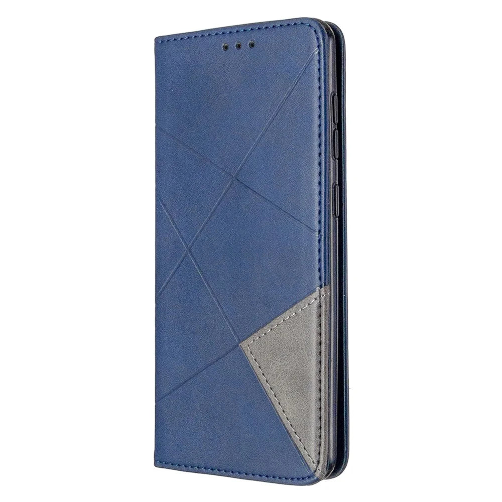 Geometric Pattern Auto-Absorbed Leather Cover for Samsung Galaxy A31 - Blue - 2