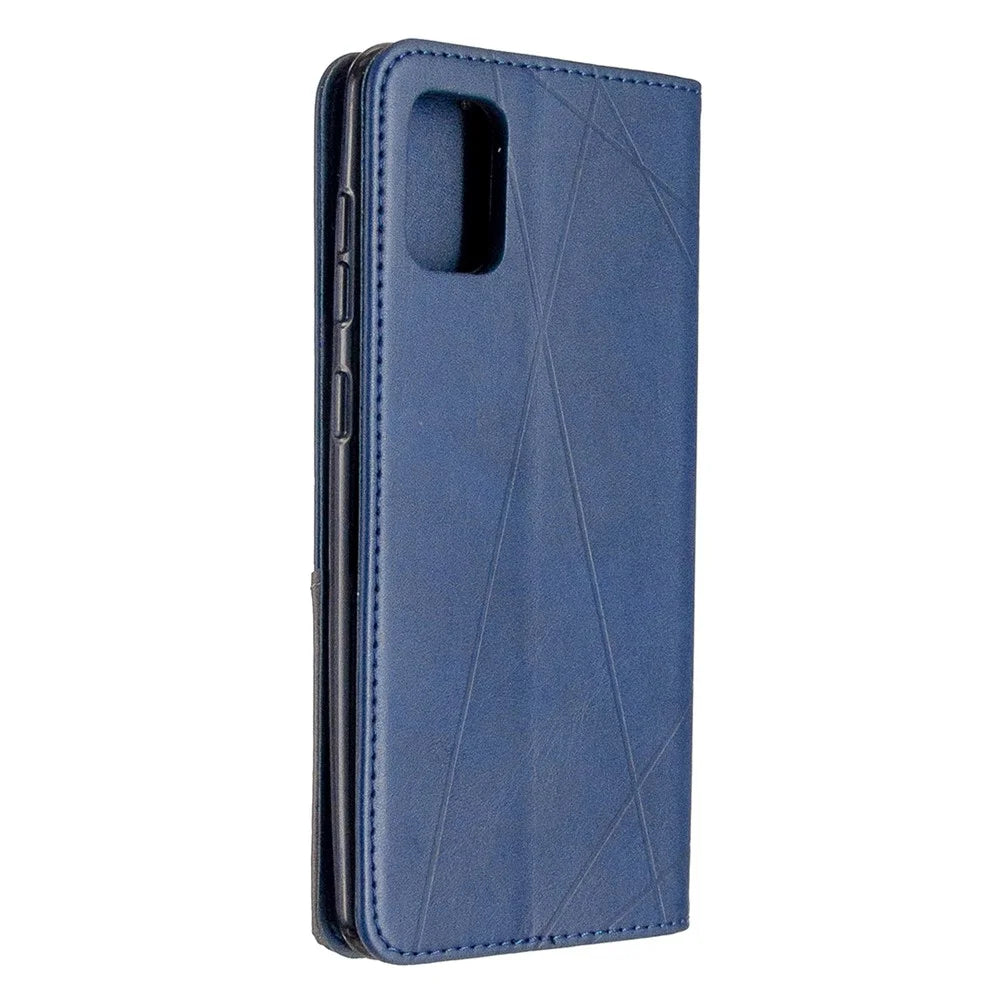 Geometric Pattern Auto-Absorbed Leather Cover for Samsung Galaxy A31 - Blue - 3