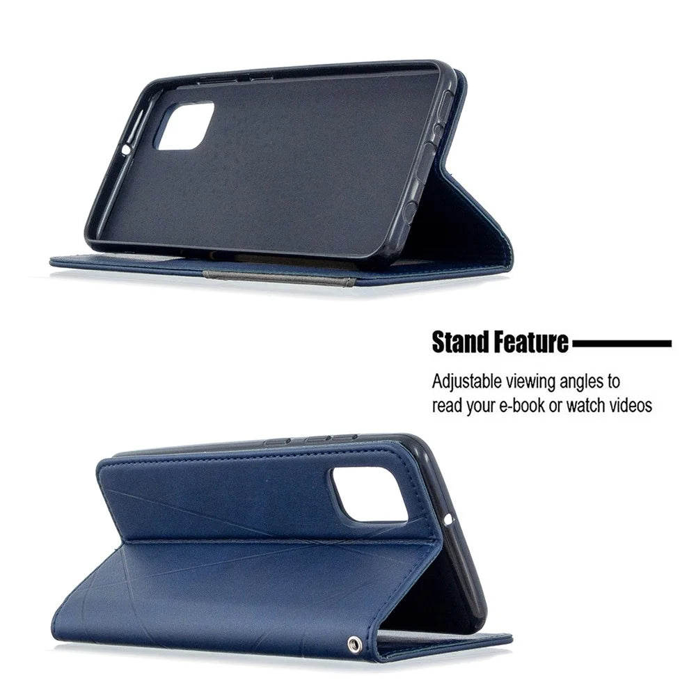 Geometric Pattern Auto-Absorbed Leather Cover for Samsung Galaxy A31 - Blue - 5