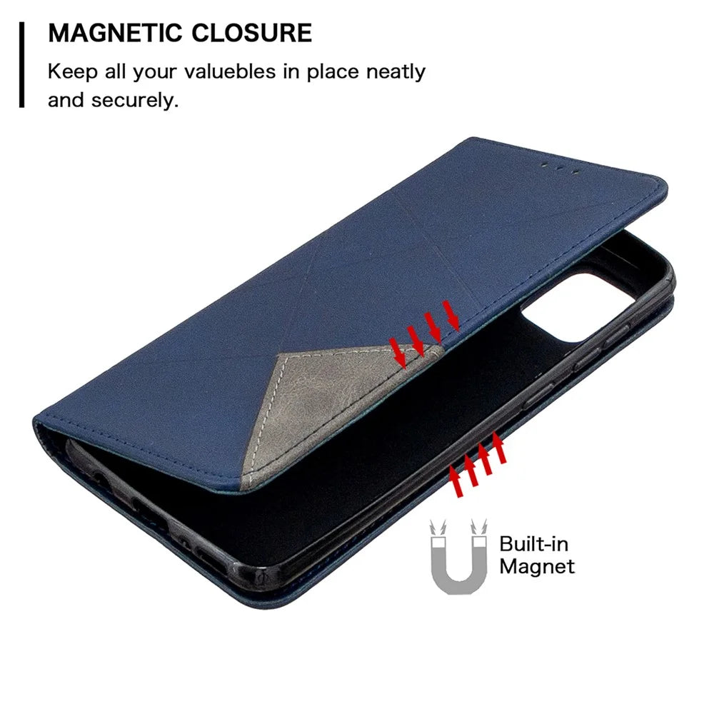 Geometric Pattern Auto-Absorbed Leather Cover for Samsung Galaxy A31 - Blue - 6