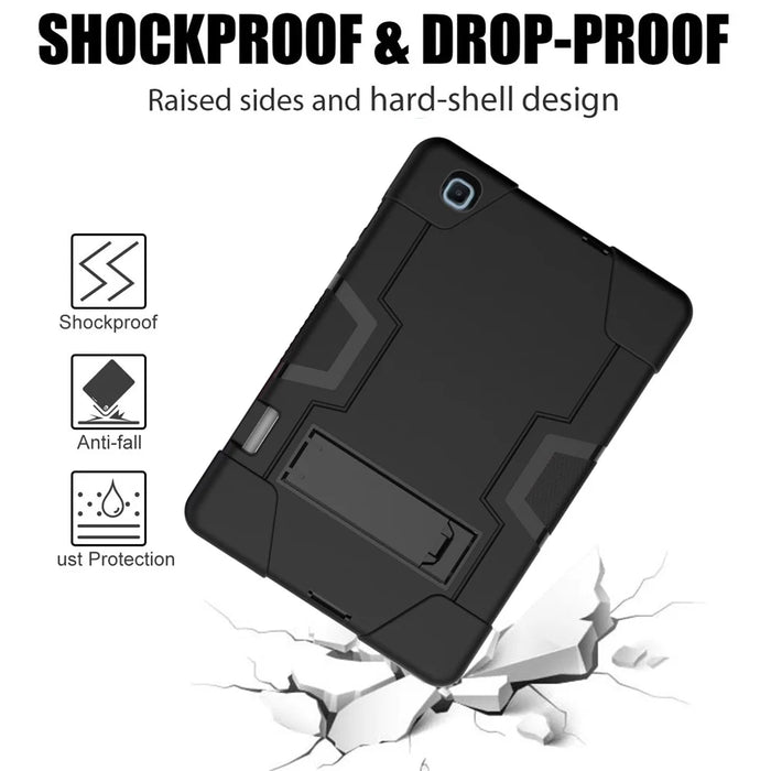 For Samsung Galaxy Tab S6 Lite (2020) / (2022) / (2024) PC TPU Hybrid Tablet Case with Kickstand - Black - 7