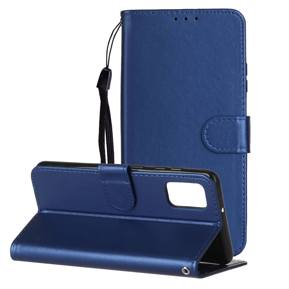 Wallet Leather Stand Phone Protective Case for Samsung Galaxy A41 (Global Version) - Blue - 1