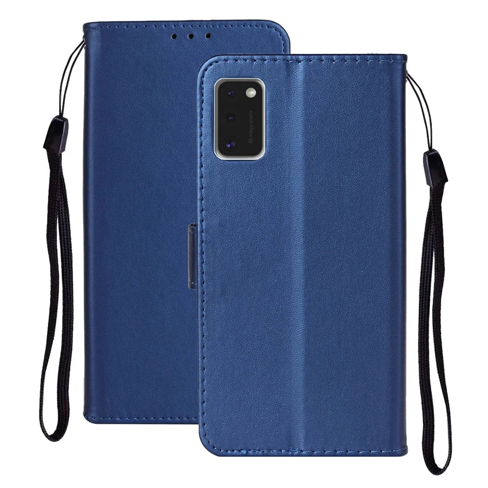 Wallet Leather Stand Phone Protective Case for Samsung Galaxy A41 (Global Version) - Blue - 2