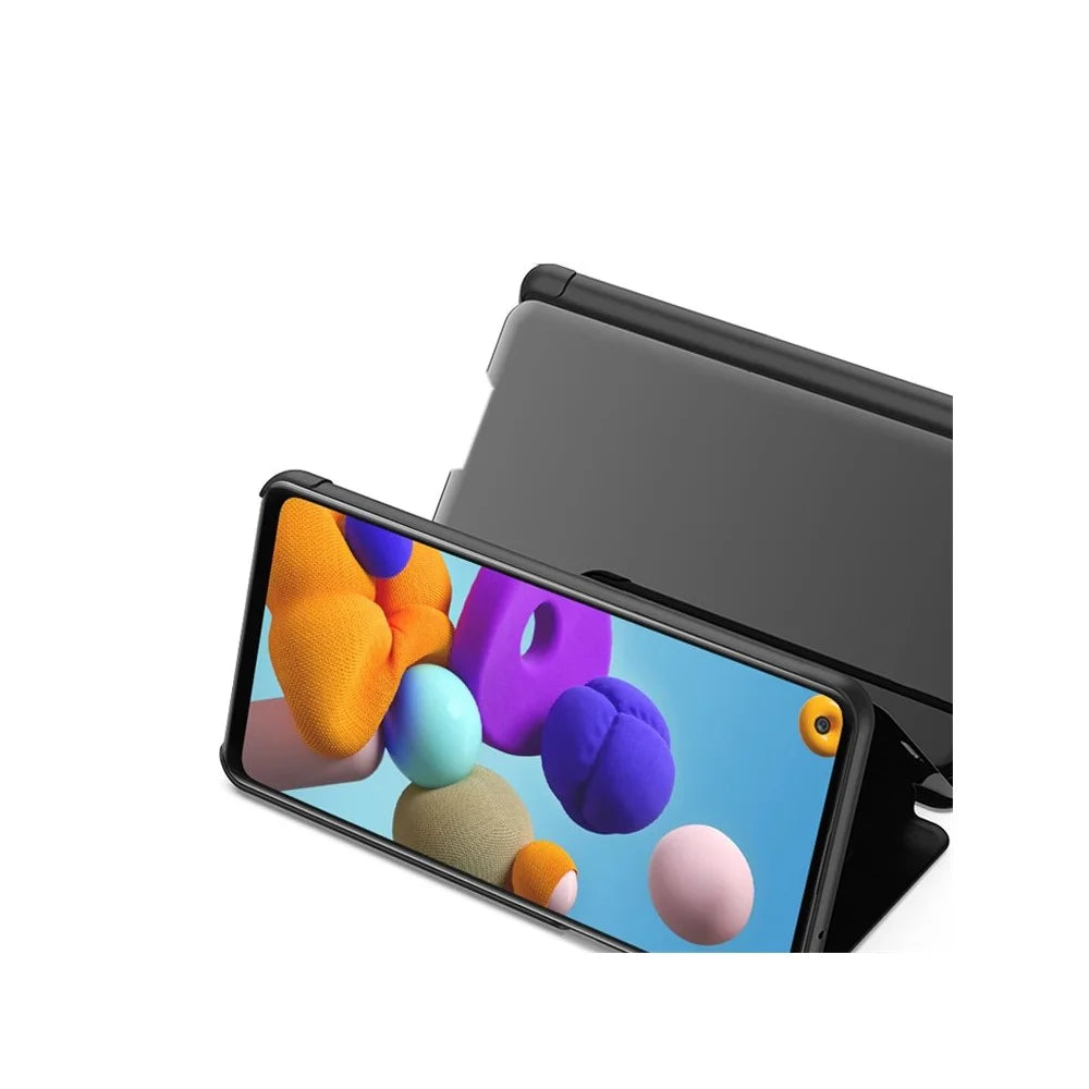 For Samsung Galaxy A21s Flip Leather Cover with Stand Full Body Protective Phone Case - Black - 3