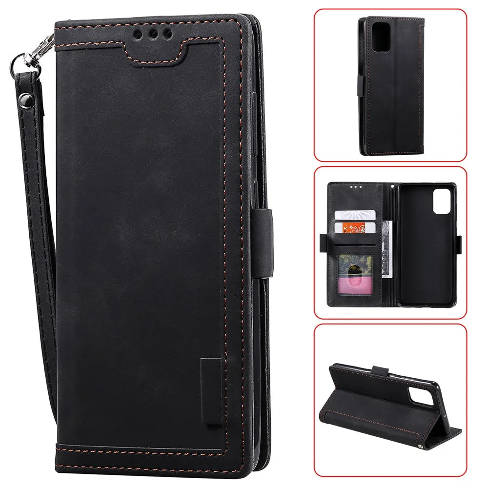 Retro Splicing Style Wallet Stand Flip Leather Case for  Samsung Galaxy Note20/Note20 5G - Black - 1