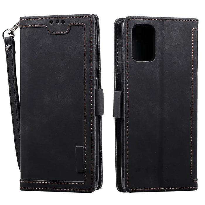 Retro Splicing Style Wallet Stand Flip Leather Case for  Samsung Galaxy Note20/Note20 5G - Black - 2