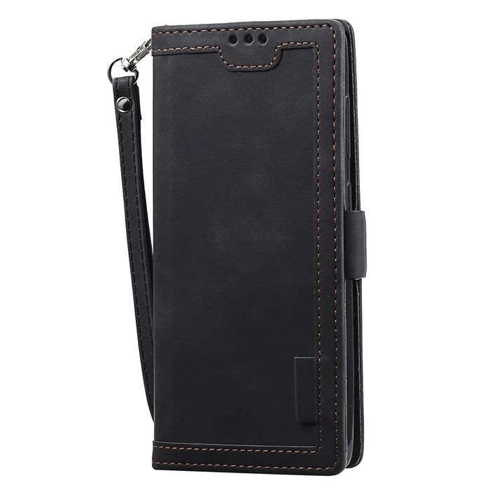 Retro Splicing Style Wallet Stand Flip Leather Case for  Samsung Galaxy Note20/Note20 5G - Black - 4