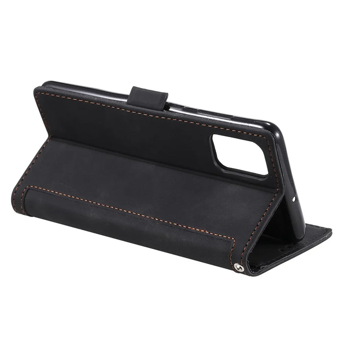 Retro Splicing Style Wallet Stand Flip Leather Case for  Samsung Galaxy Note20/Note20 5G - Black - 7