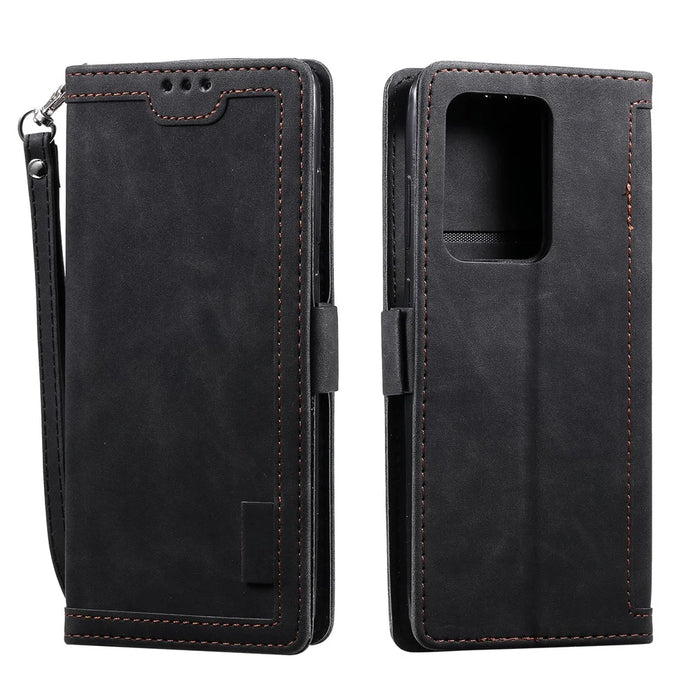 Retro Splicing Style Wallet Stand Flip Leather Case for Samsung Note 20 Ultra / Note 20 Ultra 5G - Black - 2
