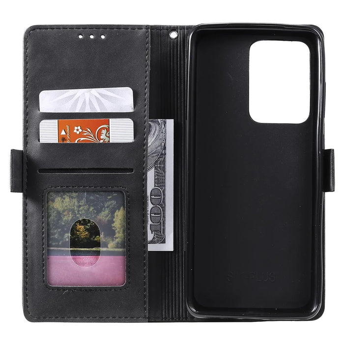 Retro Splicing Style Wallet Stand Flip Leather Case for Samsung Note 20 Ultra / Note 20 Ultra 5G - Black - 6