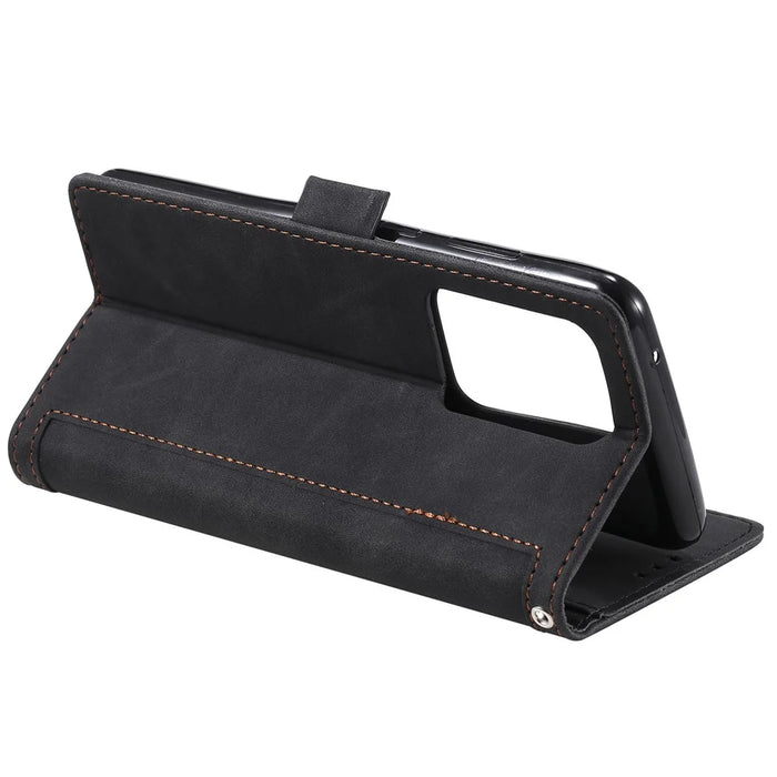 Retro Splicing Style Wallet Stand Flip Leather Case for Samsung Note 20 Ultra / Note 20 Ultra 5G - Black - 7