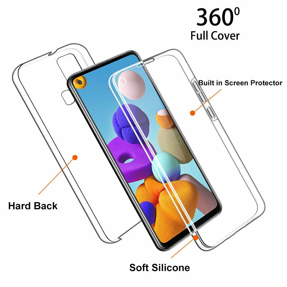 Full Coverage Clear Acrylic+TPU+PET Phone Cover Case for Samsung Galaxy A21s - 2