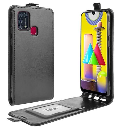 Crazy Horse Vertical Flip Leather Mobile Phone Casing for Samsung Galaxy M31 - Black - 1