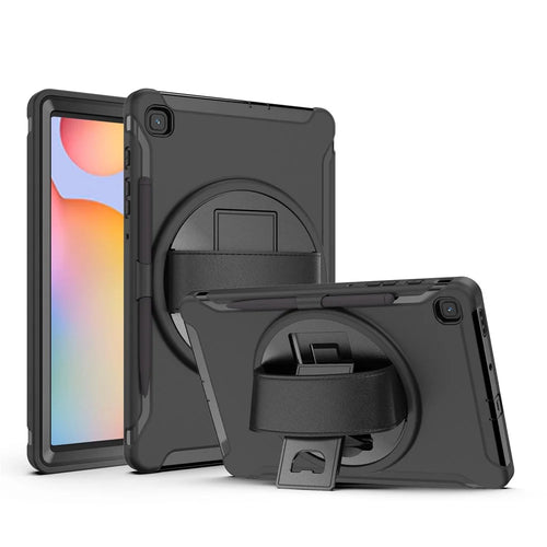 PC + TPU Tablet Cover with Pen Slot and Hand Strap for Samsung Galaxy Tab S6 Lite (2020) P610 / P615 / S6 Lite (2022) / (2024) P620 - Black - 1