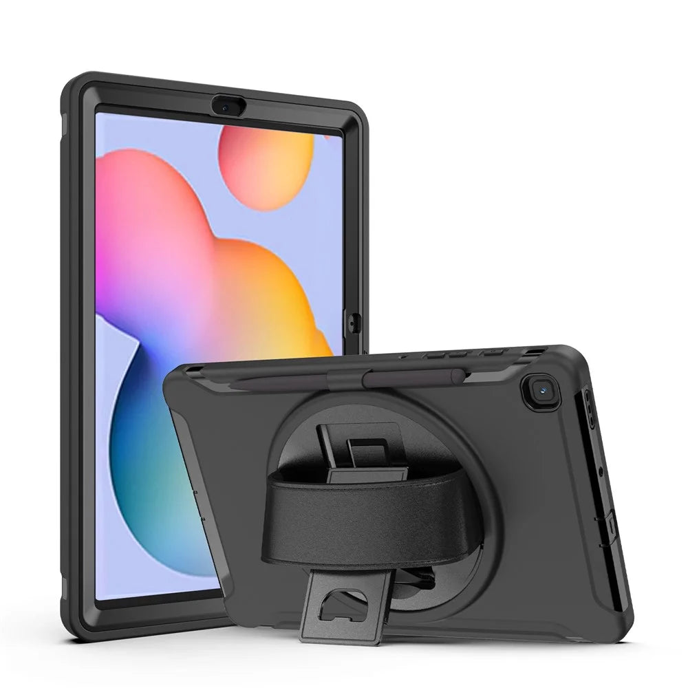 PC + TPU Tablet Cover with Pen Slot and Hand Strap for Samsung Galaxy Tab S6 Lite (2020) P610 / P615 / S6 Lite (2022) / (2024) P620 - Black - 2