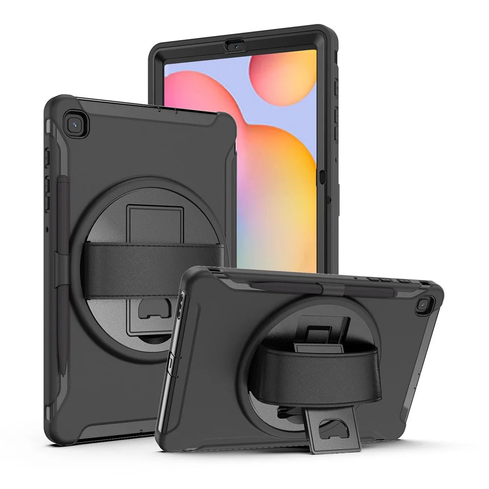 PC + TPU Tablet Cover with Pen Slot and Hand Strap for Samsung Galaxy Tab S6 Lite (2020) P610 / P615 / S6 Lite (2022) / (2024) P620 - Black - 3