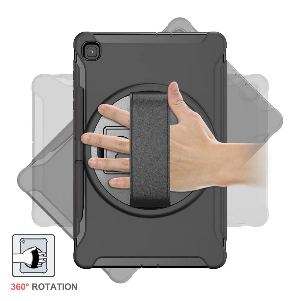 PC + TPU Tablet Cover with Pen Slot and Hand Strap for Samsung Galaxy Tab S6 Lite (2020) P610 / P615 / S6 Lite (2022) / (2024) P620 - Black - 4