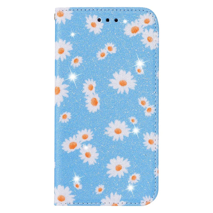 Daisy Style Cover Flash Powder Leather Case for Samsung Galaxy A21 - Blue - 2