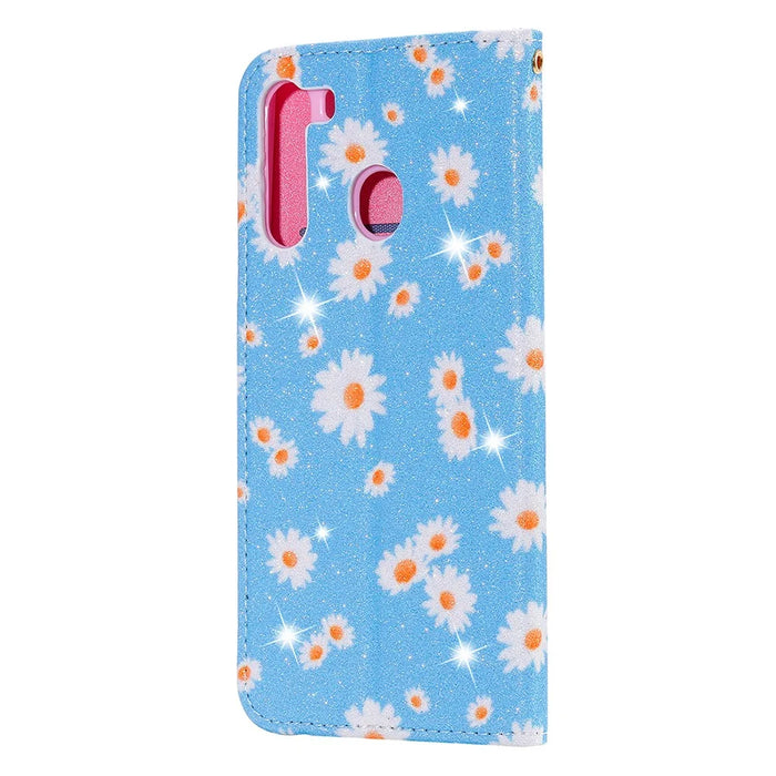 Daisy Style Cover Flash Powder Leather Case for Samsung Galaxy A21 - Blue - 5