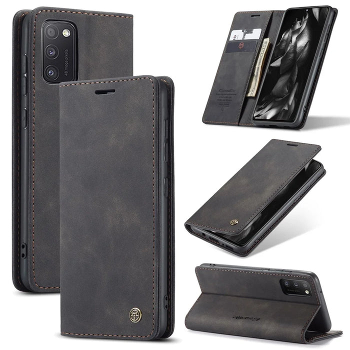 CASEME 013 Series Cover Auto-absorbed Leather Wallet Case for Samsung Galaxy A41 (Global Version) - Black - 1