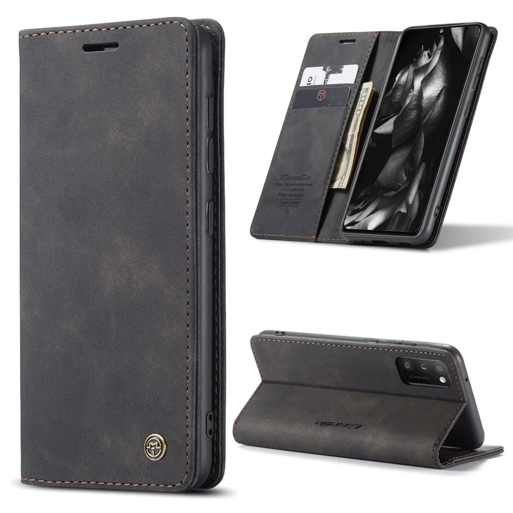 CASEME 013 Series Cover Auto-absorbed Leather Wallet Case for Samsung Galaxy A41 (Global Version) - Black - 3
