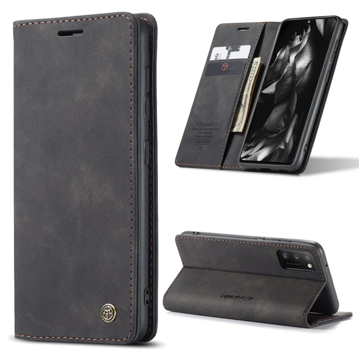 CASEME 013 Series Cover Auto-absorbed Leather Wallet Case for Samsung Galaxy A41 (Global Version) - Black - 3