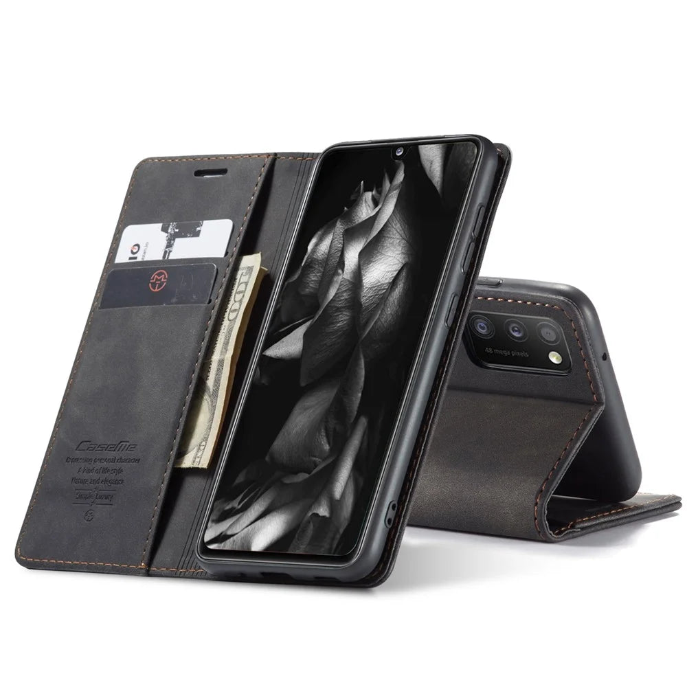 CASEME 013 Series Cover Auto-absorbed Leather Wallet Case for Samsung Galaxy A41 (Global Version) - Black - 4