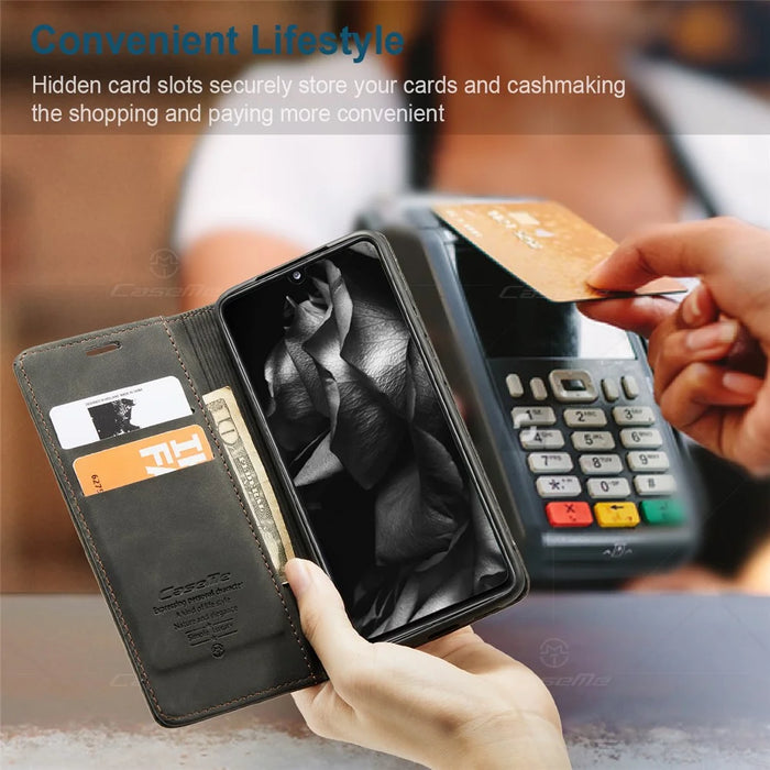 CASEME 013 Series Cover Auto-absorbed Leather Wallet Case for Samsung Galaxy A41 (Global Version) - Black - 5