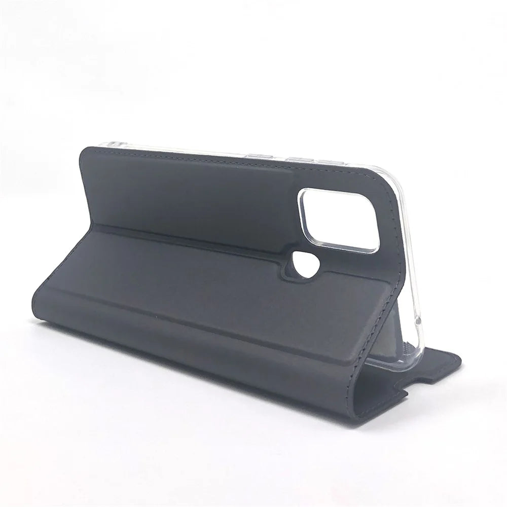 Magnetic Adsorption Stand Leather Card Holder Case for Samsung Galaxy M31 - Black - 4