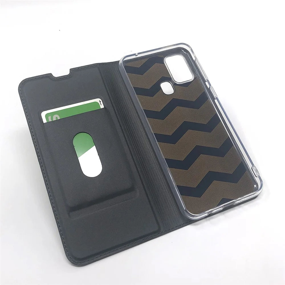 Magnetic Adsorption Stand Leather Card Holder Case for Samsung Galaxy M31 - Black - 7