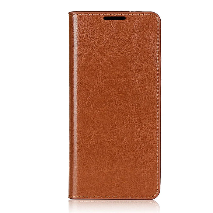 Crazy Horse Wallet Stand Genuine Leather Case for Samsung Galaxy A31 - Brown - 2