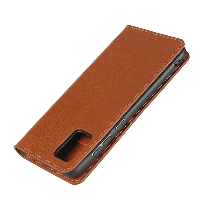 Crazy Horse Wallet Stand Genuine Leather Case for Samsung Galaxy A31 - Brown - 6