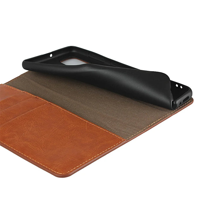 Crazy Horse Wallet Stand Genuine Leather Case for Samsung Galaxy A31 - Brown - 7