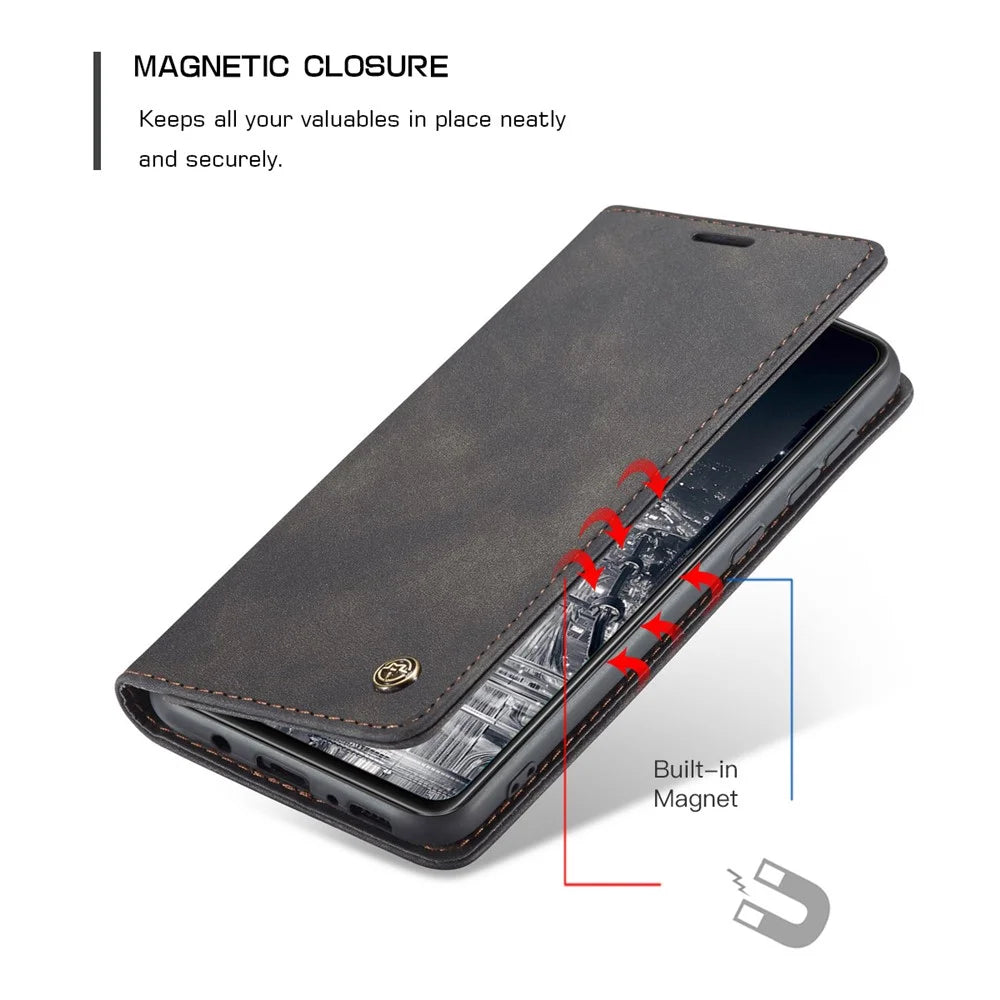 CASEME 013 Series Auto-absorbed Simple Leather Flip Cover for Samsung Galaxy A31 - Black - 4