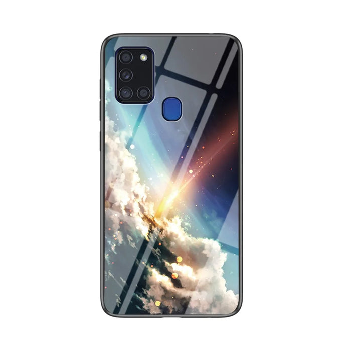 Starry Sky Tempered Glass + PC + TPU Combo Case for Samsung Galaxy A21s - Bright Sky - 1