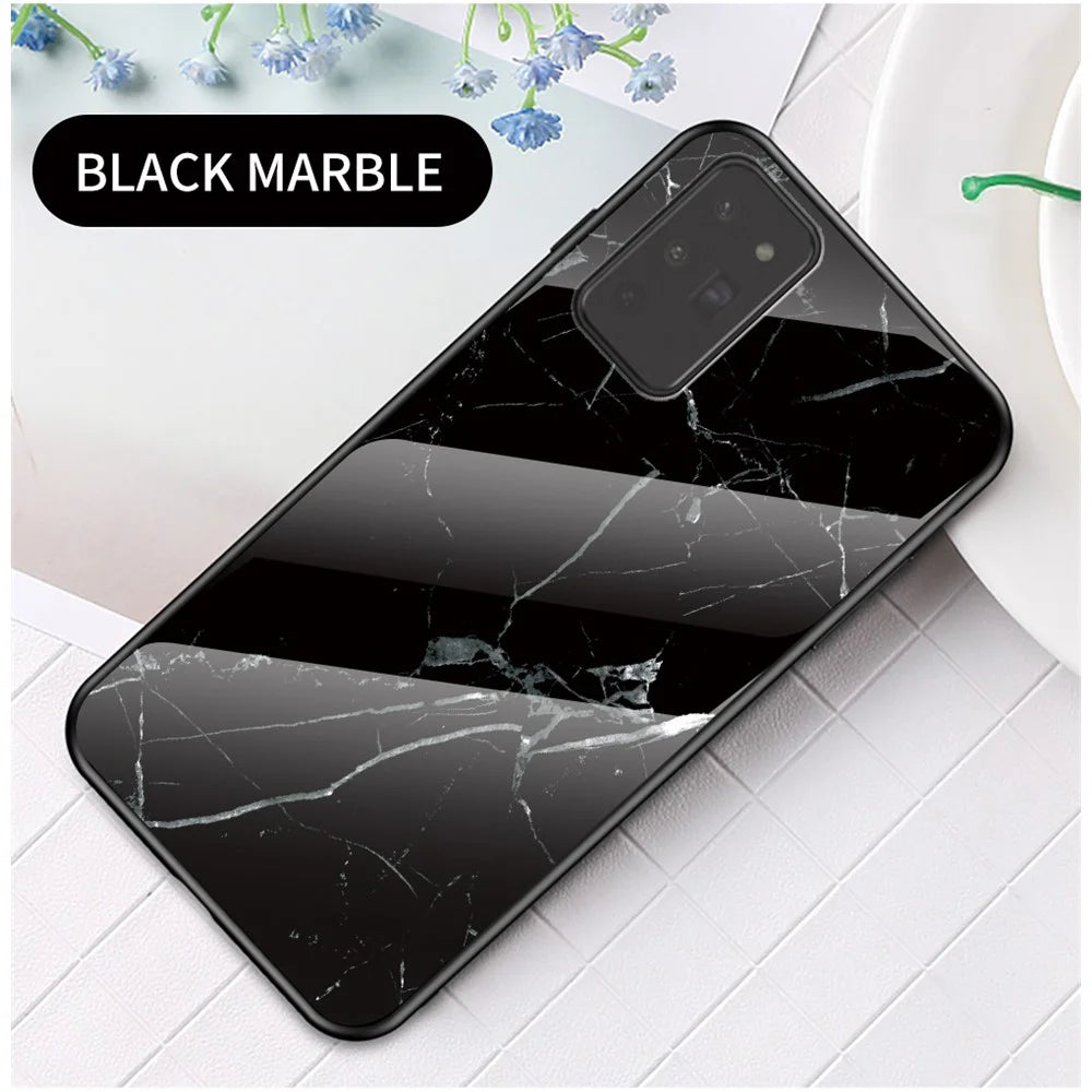 Marble Grain Pattern Tempered Glass PC + TPU Hybrid Case for Samsung Galaxy Note 20/Note 20 5G - Black - 2