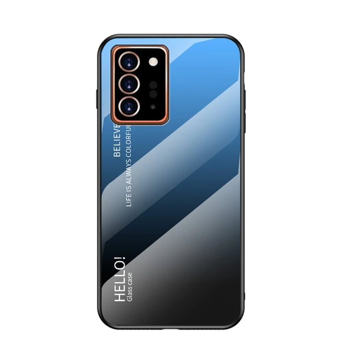 Gradient Color Tempered Glass + PC + TPU Stylish Cover for Samsung Galaxy Note20 Ultra/Note20 Ultra 5G- Blue / Black - 1