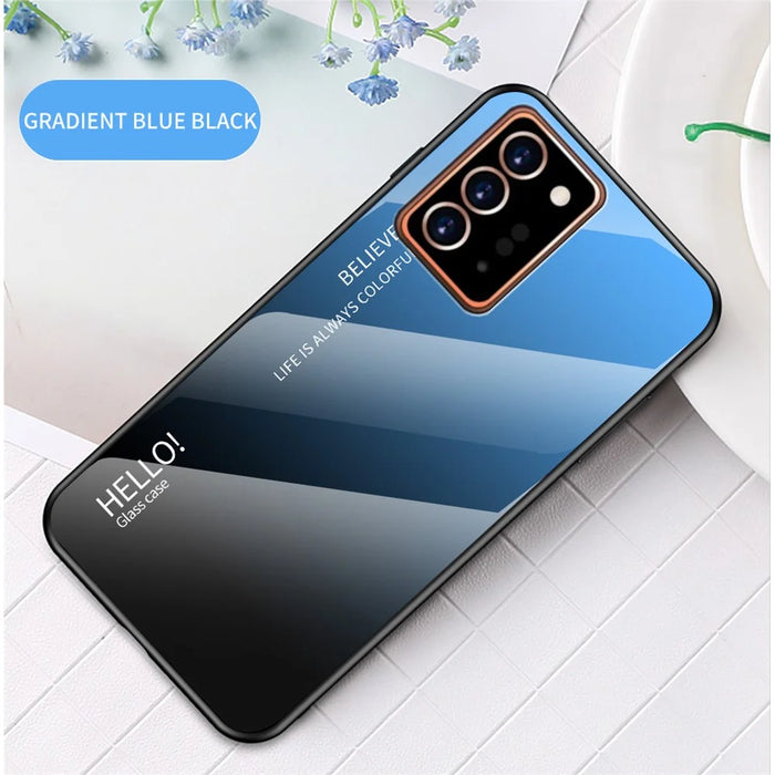 Gradient Color Tempered Glass + PC + TPU Stylish Cover for Samsung Galaxy Note20 Ultra/Note20 Ultra 5G- Blue / Black - 2