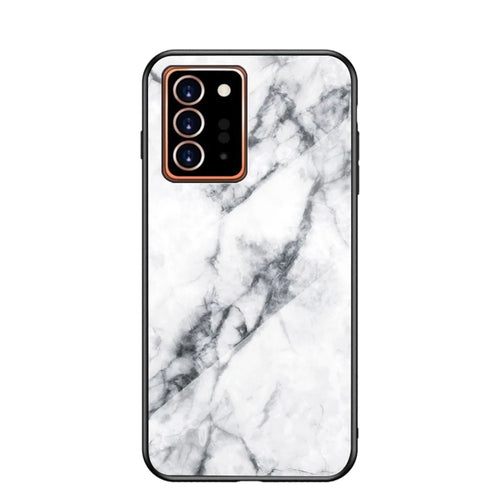 Marble Texture Tempered Glass + PC + TPU Hybrid Case for Samsung Galaxy Note20 Ultra/Note20 Ultra 5G - White - 1