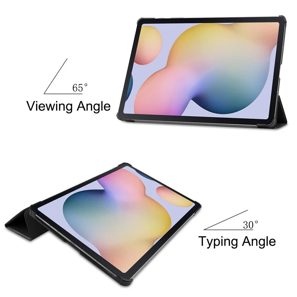 Tri-fold Stand Leather Smart Case for Samsung Galaxy Tab S7+ / S8+ - Black - 3