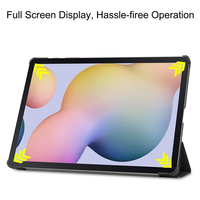 Tri-fold Stand Tablet Case for Samsung Galaxy Tab S7+ / S8+ Pattern Printing PU Leather Protective Cover - Don't Touch Me - 4