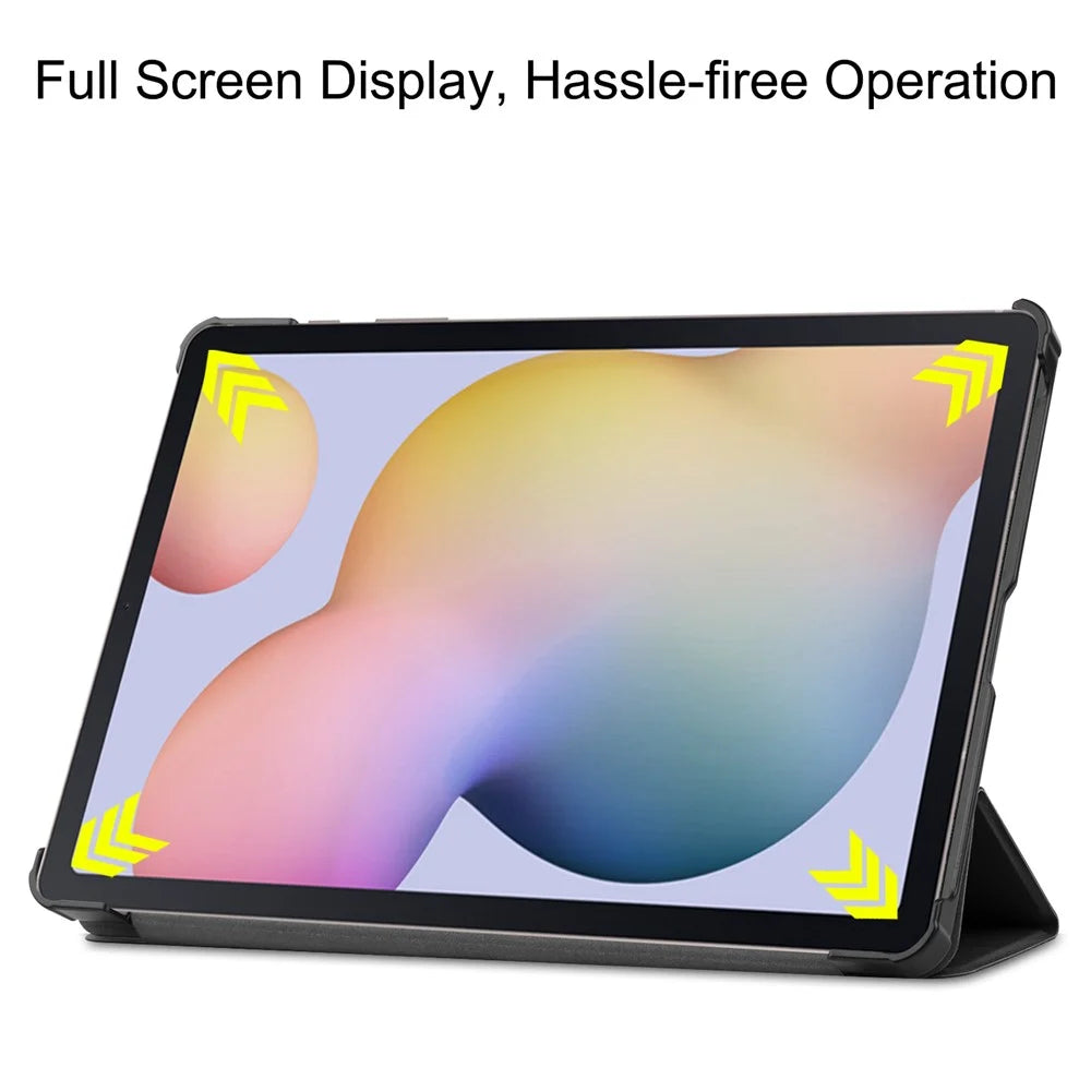 Ultra Slim Tri-fold Stand PU Leather Hard Shell Folio Tablet Case for Samsung Galaxy Tab S7 T870 / S8 - Black - 4