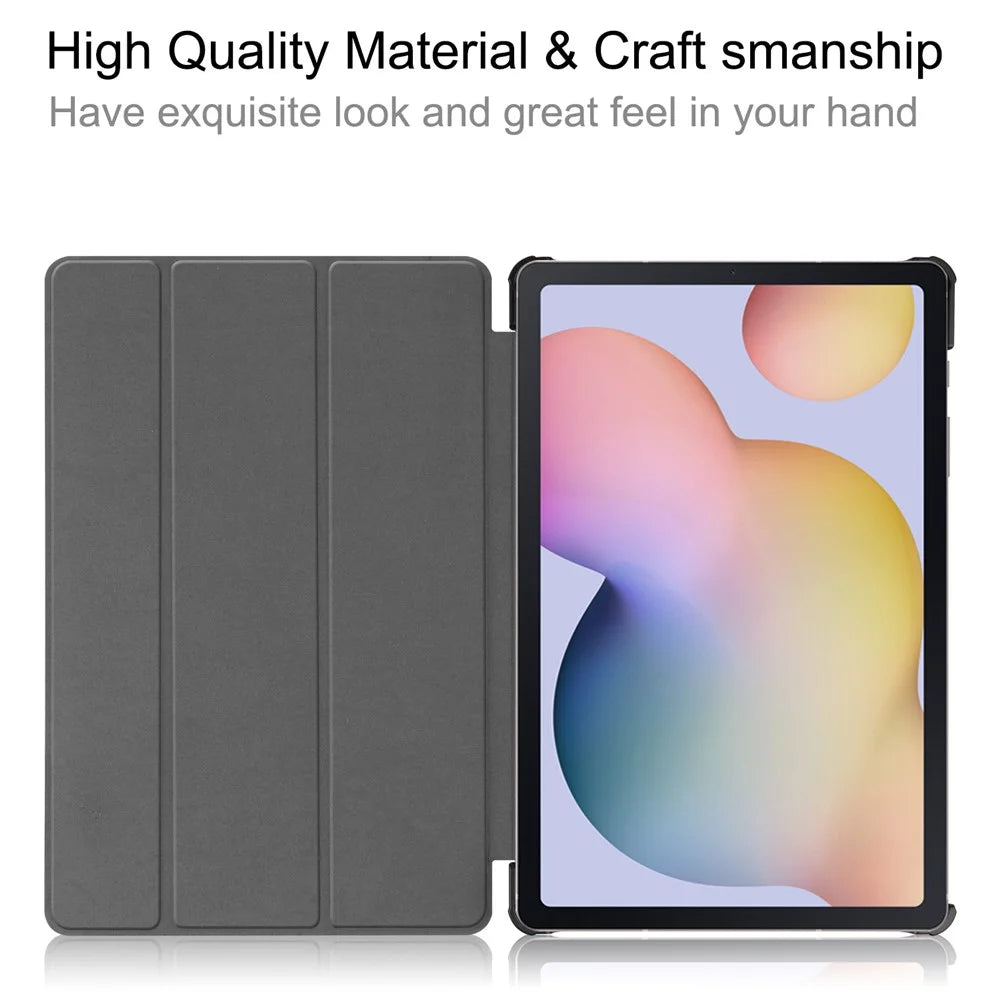 Ultra Slim Tri-fold Stand PU Leather Hard Shell Folio Tablet Case for Samsung Galaxy Tab S7 T870 / S8 - Black - 5