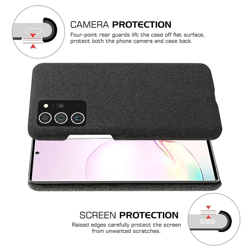 Cloth + PC Protective Cover for Samsung Galaxy Note20 Ultra / Note20 Ultra 5G- Black - 5