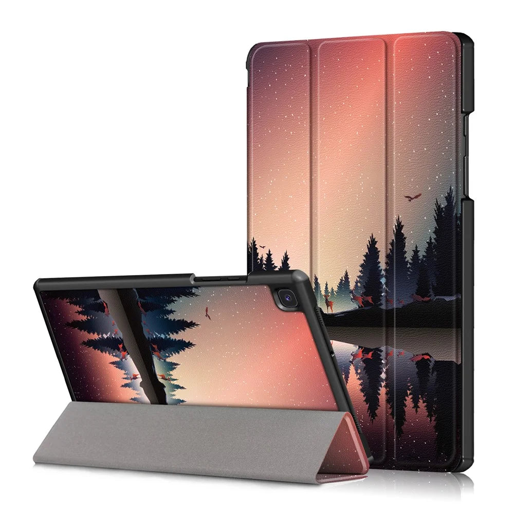 Pattern Printing Tri-fold Stand Leather Smart Case for Samsung Galaxy Tab A7 10.4 (2020) - Trees - 1