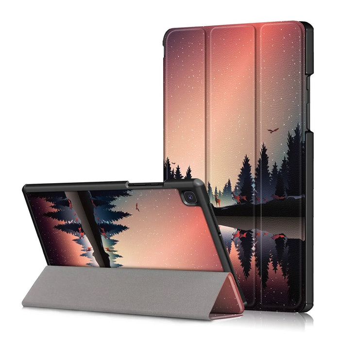 Pattern Printing Tri-fold Stand Leather Smart Case for Samsung Galaxy Tab A7 10.4 (2020) - Trees - 1