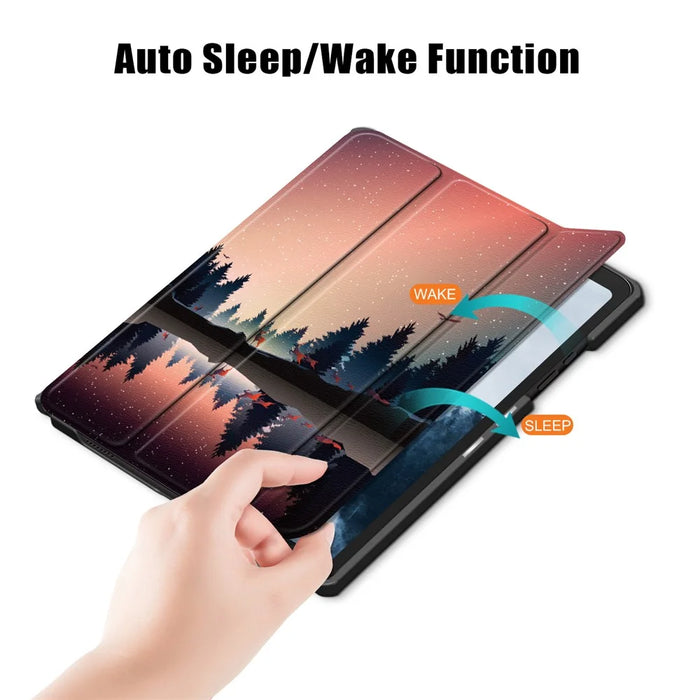 Pattern Printing Tri-fold Stand Leather Smart Case for Samsung Galaxy Tab A7 10.4 (2020) - Trees - 5