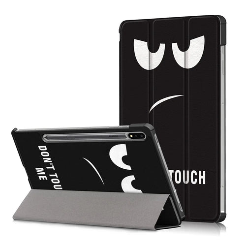 Pattern Printing Tri-fold Stand Leather Smart Case for Samsung Galaxy Tab S7 T870 T875 / Tab S8 - Do not Touch Me - 1